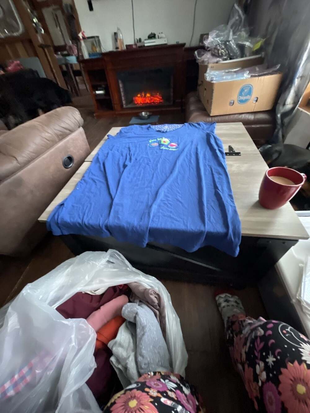 #D2Jockey Sleep Shirt Size 2X 3X Blue Warm Hands Warm Heart